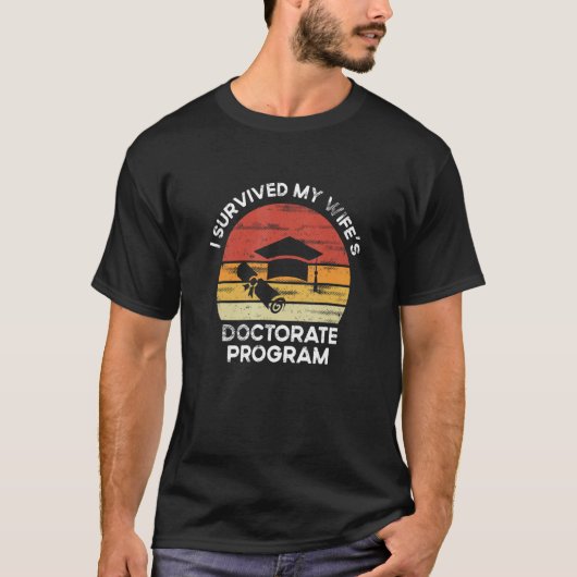 T-shirt Mens Retro I Survived My Wife's Doctorat Programme (Devant)