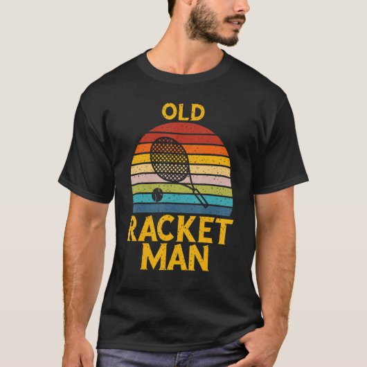T-shirt Mens Retro Tennis Lover Old Racket man Tennis Play (Devant)