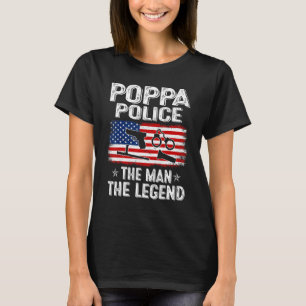 T-shirt Mens Retro Us Drapeau Fête des pères Poppa Police
