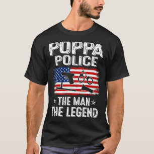 T-shirt Mens Retro Us Drapeau Fête des pères Poppa Police