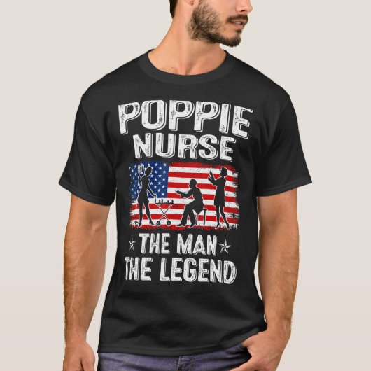 T-shirt Mens Retro Us Drapeau Fête des pères Poppie Infirm (Devant)