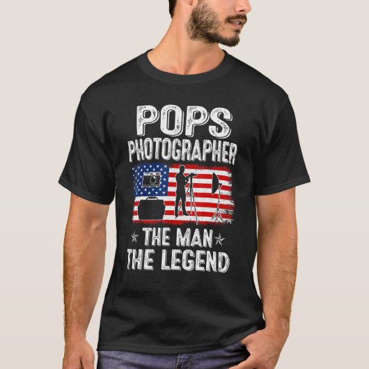 T-shirt Mens Retro Us Drapeau Fête des pères Pops Photogra (Devant)