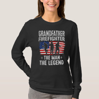 T-shirt Mens Retro Us Fête des pères Drapeau Grand-père Fi