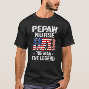 T-shirt Mens Retro Us Fête des pères Drapeau Pepaw Nurse L