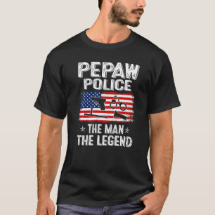 T-shirt Mens Retro Us Fête des pères Drapeau Pepaw Police