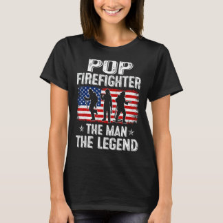 T-shirt Mens Retro Us Fête des pères Drapeau Pop Pompier P