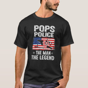 T-shirt Mens Retro Us Fête des pères Drapeau Pops Police L