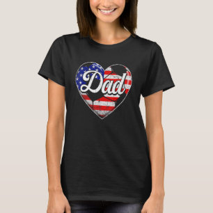 T-shirt Mens Retro Usa Drapeau Coeur Football Papa Fête de