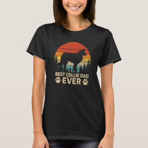 T-shirt Mens Retro Vintage Best Collie Papa Ever Père D