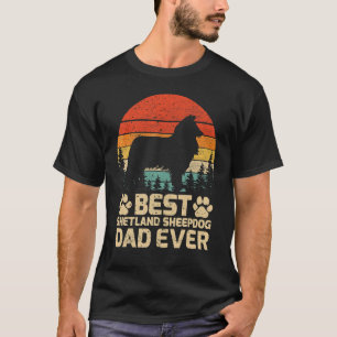T-shirt Mens Retro Vintage Best Shetland Sheepdog Papa Jam