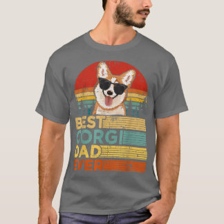T-shirt Mens Retro Vintage Sunset Best Corgi Papa Jamais F
