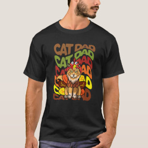 T-shirt Mens Retro Vintage Thanksgiving Maine Coon Chat Pa