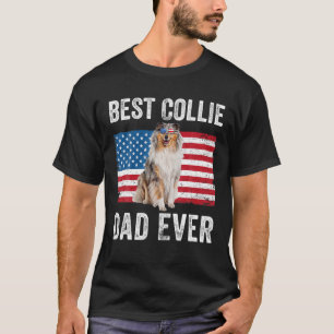 T-shirt Mens Rough Collie Papa Drapeau Américain Collie Ch