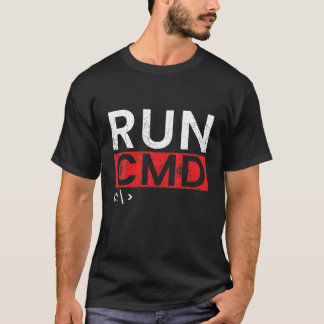 T-shirt Mens RUN CMD Programmer Système Administrateur Ord