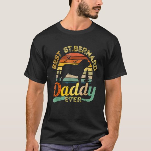 T-shirt Mens Saint Bernard Dad Best Daddy Dog  Retro Fathe (Devant)
