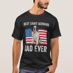 T-shirt Mens Saint Bernard Papa Drapeau américain St Berna