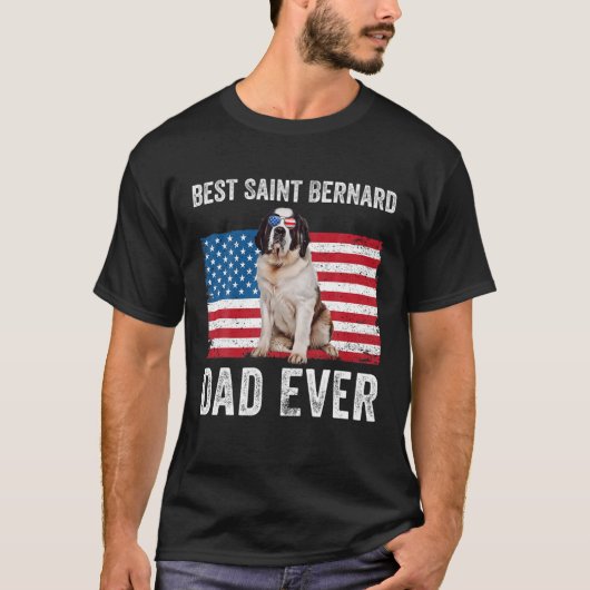 T-shirt Mens Saint Bernard Papa Drapeau américain St Berna (Devant)