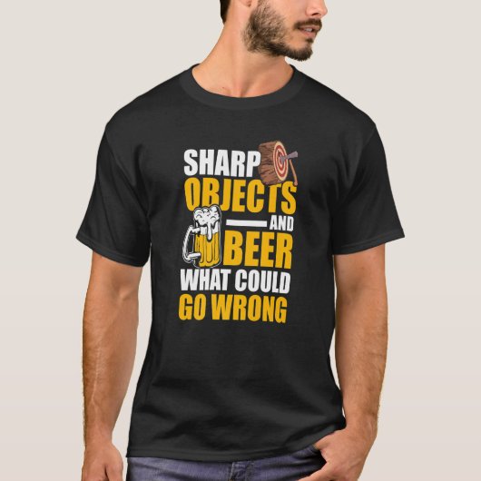 T-shirt Mens Sharp Objects And Beer What Could Go Wrong (Devant)