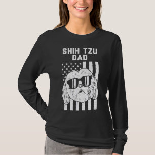 T-shirt Mens Shih Tzu Papa Us Drapeau Cool Patriotique Chi
