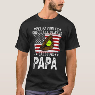 T-shirt Mens Softball Papa Mon favori Softball Player Cal