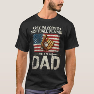 T-shirt Mens Softball Papa Mon favori Softball Player Call