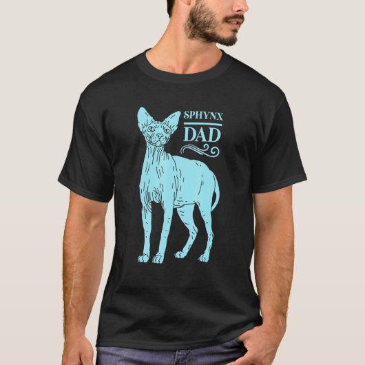 T-shirt Mens Sphynx Papa Chat Papa Sphinx Chat sans cheveu (Devant)