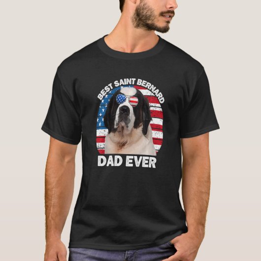 T-shirt Mens St Bernard Papa Drapeau américain Saint Berna (Devant)