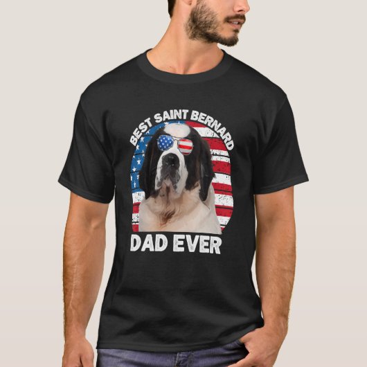 T-shirt Mens St Bernard Papa Drapeau américain Saint Berna (Devant)