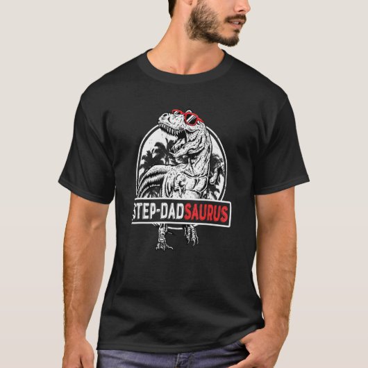 T-shirt Mens Step Dadsaurus Rex Dinosaur Step Papa Saurus (Devant)