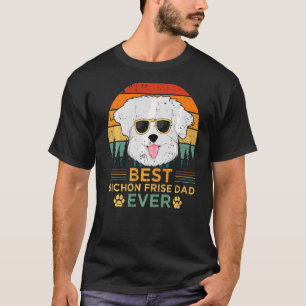 T-shirt Mens Style Retro Best Bichon Frise Papa Ever Père