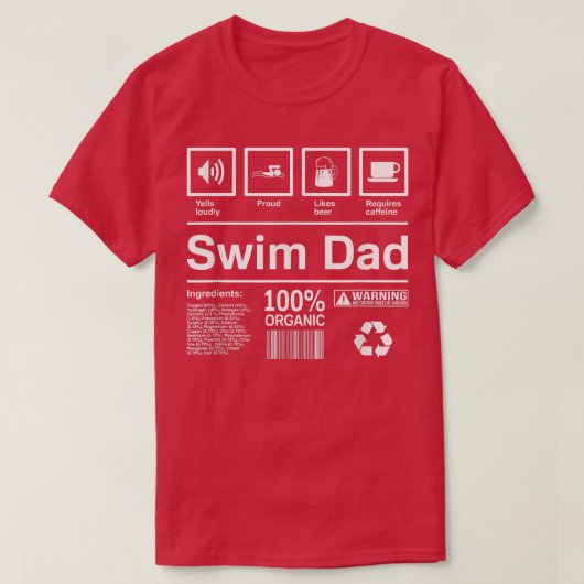 T-shirt Mens Swim    PapaCadeaux Pour Les Pères De Bain  (Design devant)