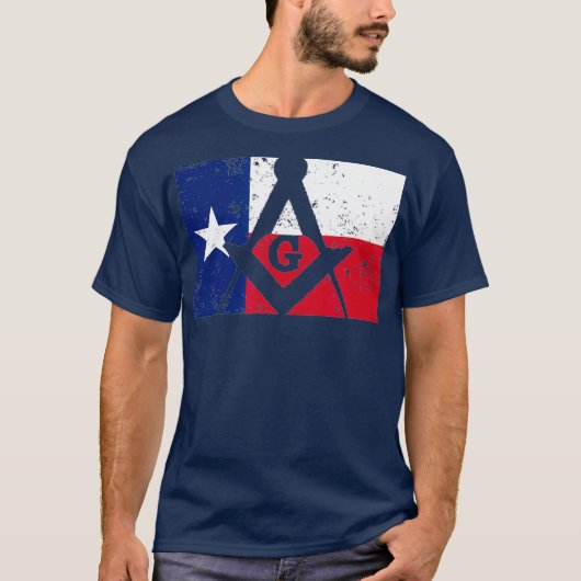 T-shirt Mens Texas Masonic Carré Compass Freemason (Devant)