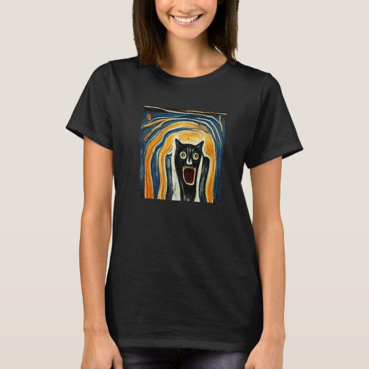 T-shirt Mens The Scream Cat Version Cute Cat (Devant)