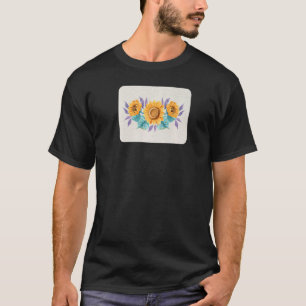 T-shirt Mens Tournesol Aquarelle Fleur Fleur Fleur Jaune F