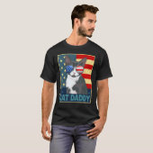 T-shirt Mens Tuxedo Cat Daddy Dad Father Day  American Fla (Devant entier)