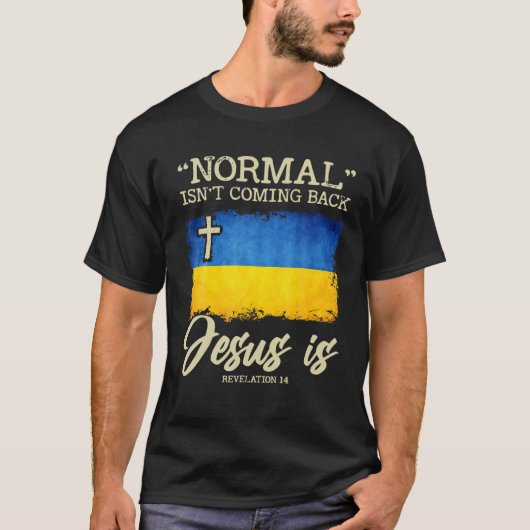 T-shirt Mens Ukrainien Drapeau National Sous Dieu Jésus Uk (Devant)