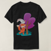 T-shirt Mens un mignon et un lapin cueillant une pomme d'u (Design devant)