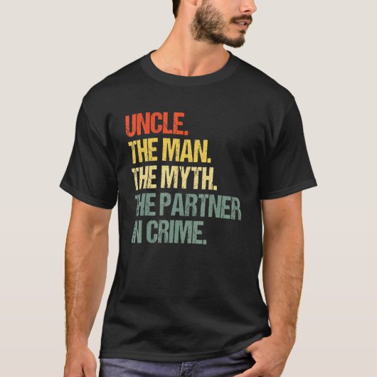 T-shirt Mens Uncle The Man The Myth The Partner Dans Crime (Devant)