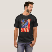 T-shirt Mens Us Drapeau Poisson 4 juillet Pêche Patriot Po (Devant entier)