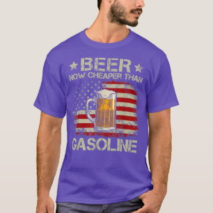 T-shirt Mens USA Flag Funny Gas Prices Beer Now Cheaper