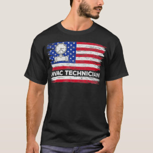 T-shirt Mens Vintage American Flag Hvac Technicien Distrac