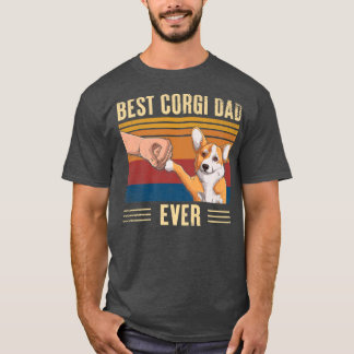 T-shirt Mens Vintage Meilleur Corgi Papa Jamais Fist Bump 