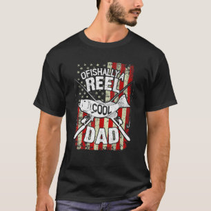 T-shirt Mens Vintage Ofish Reel Cool Papa Usa Drapeau Pois