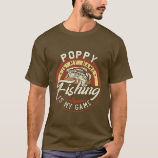 T-shirt Mens Vintage Poppy Est Mon Nom Jeu De Pêche Don Po