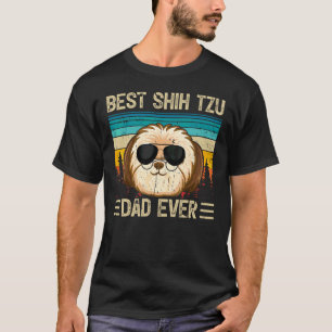 T-shirt Mens Vintage Retro Best Shih Tzu Dad Ever Father'