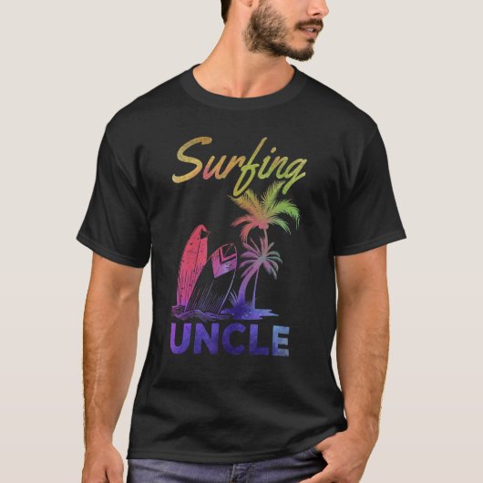 T-shirt Mens Wave Surfing Oncle Surfboard Oncle Su (Devant)