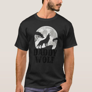 T-shirt Mens Wolf Moon Vintage Daddy Wolf Fête des pères