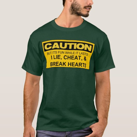 T-SHIRT MENSONGE DE LA PRÉCAUTION I, FRAUDE, ET COEURS DE (Devant)