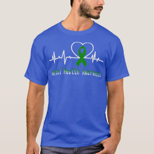 T-shirt Mental Health Awareness Heartbeat Green Ribbon 351