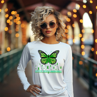 T-shirt Mental Health Green Ribbon Butterfly
